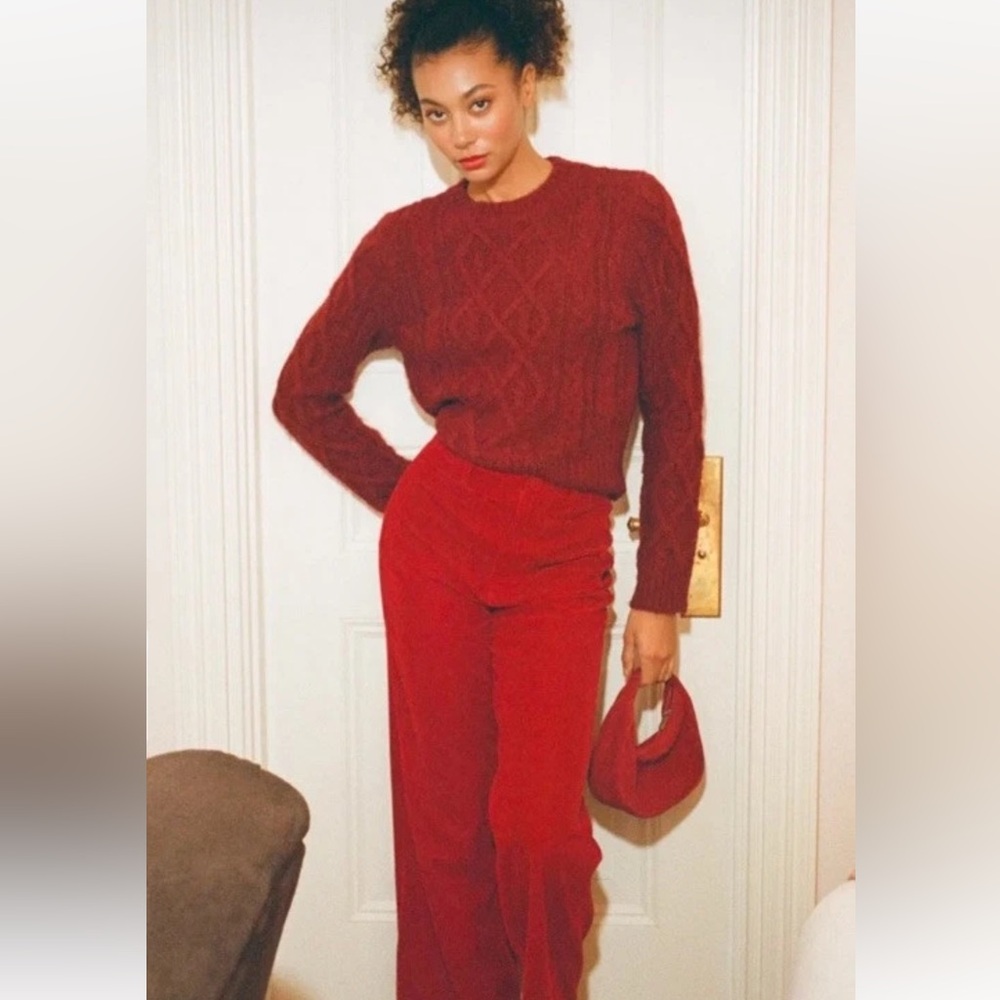 Free People X Rolla's Pant Jean Velvet Ruby Red Size 32 NWT NEW